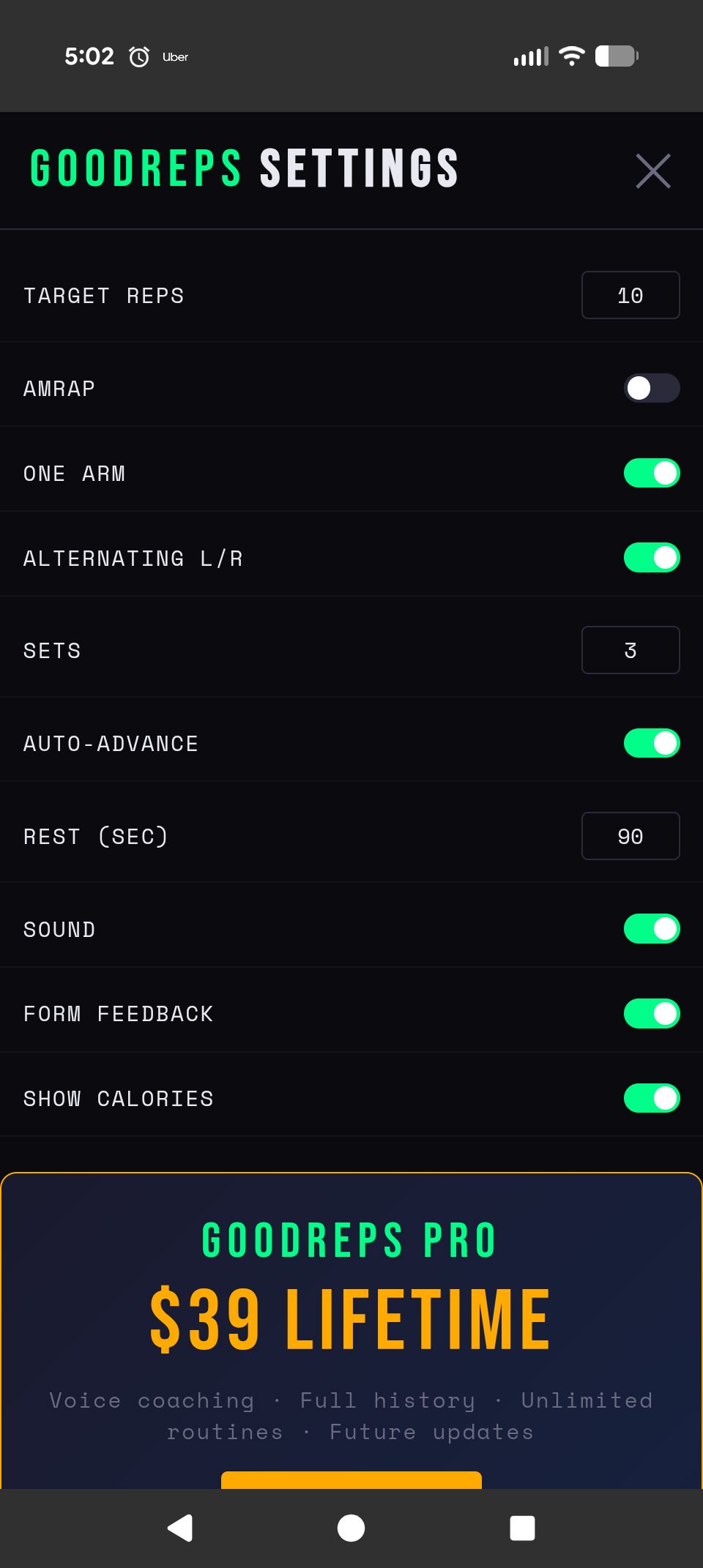 AI Coach view